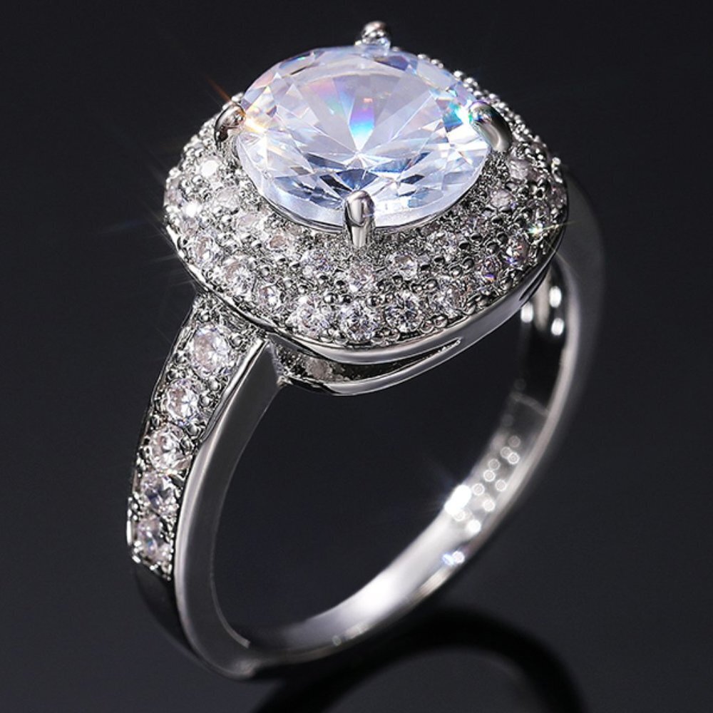 😍Dainty Beautiful Classic Silver Plated Wedding/Engagement Ring for Women, L014 - Picture 3 of 9